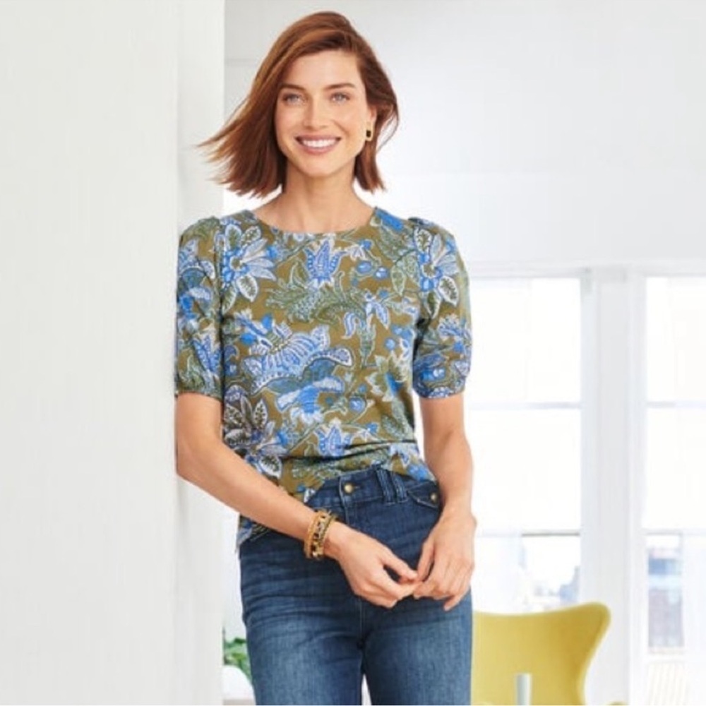 Talbots Tie Back Top Lively Floral‎ Size Medium